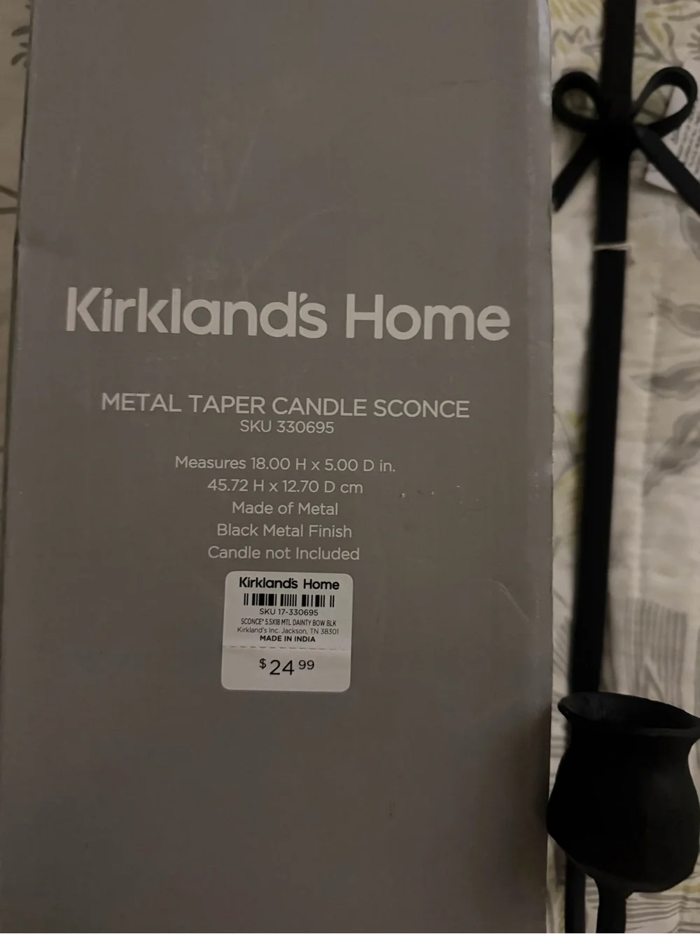 NWT Black Metal Taper Candle Sconces